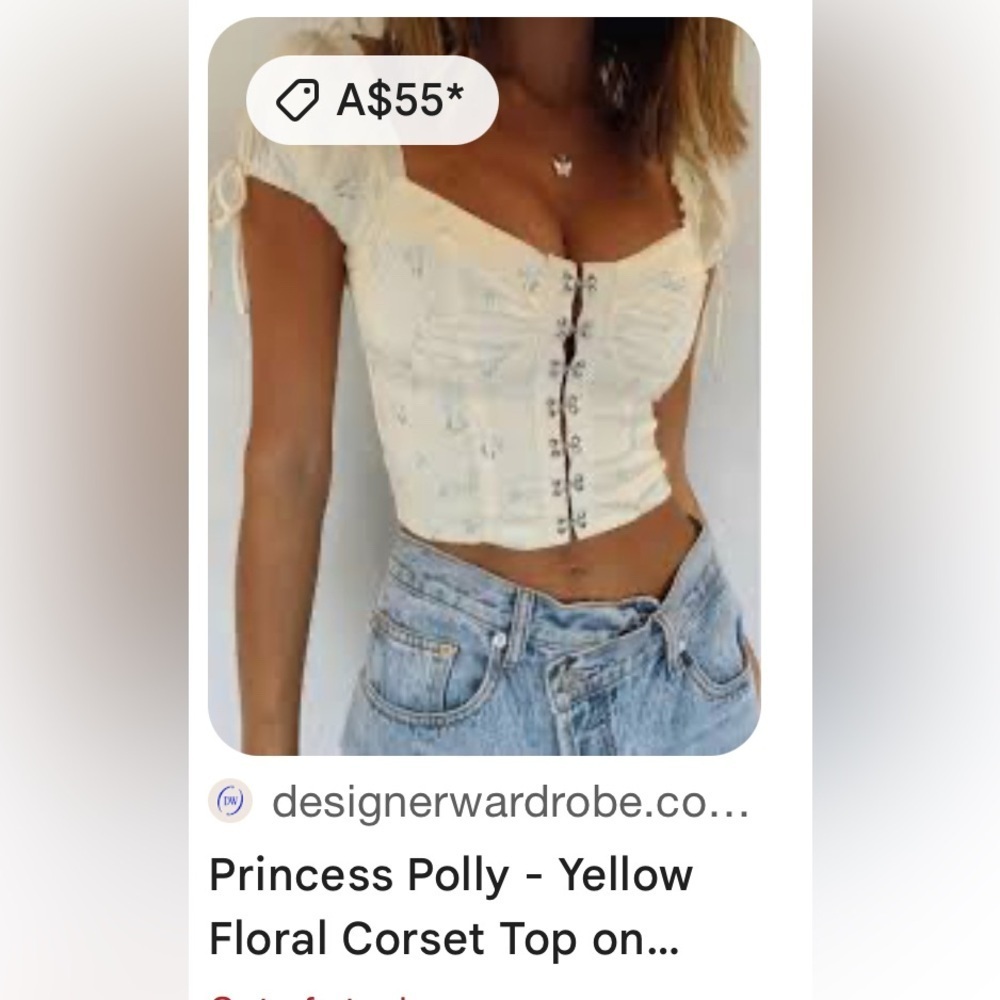 Princess Polly cropped corset top,sz 4, ruffle,floral,hook&eye,coquette,fairy